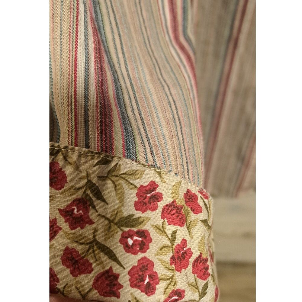Lemon Grass Studio Striped Button-Down Shirt w/ Floral Accents- Large - Picture 5 of 7